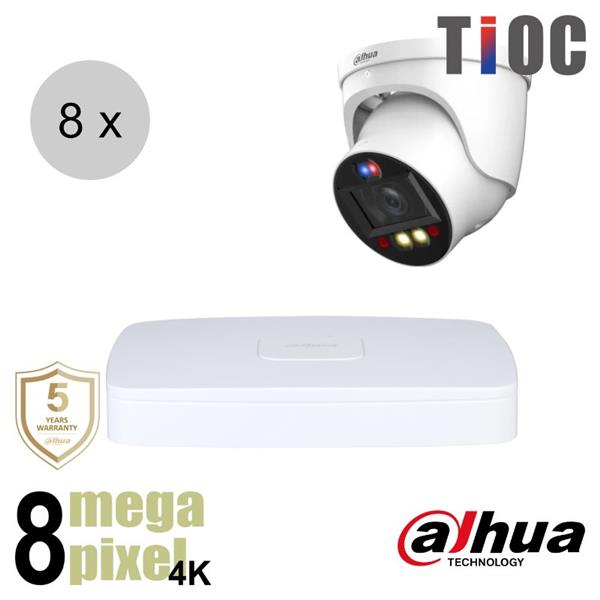 Grote foto dahua 4k ip cameraset tioc 8 turret dome camera actieve afschrikking motorzoom 40m ips audio tv en foto videobewakingsapparatuur