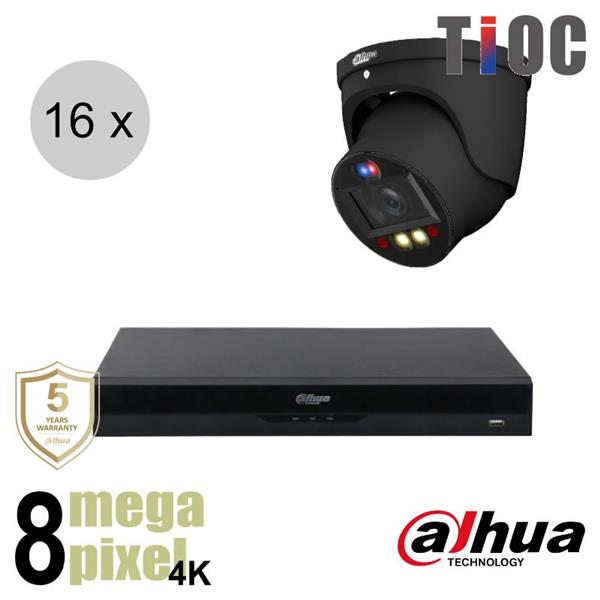 Grote foto dahua 4k ip cameraset tioc 16 turret dome camera actieve afschrikking motorzoom 40m ip audio tv en foto professionele video apparatuur