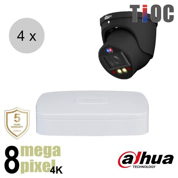 Grote foto dahua 4k ip cameraset tioc 4 turret dome camera actieve afschrikking motorzoom 40m ips audio tv en foto professionele video apparatuur
