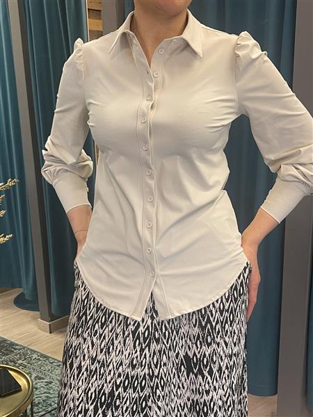 Grote foto travel blouse pofmouw uni kit 2037 kleding dames blouses