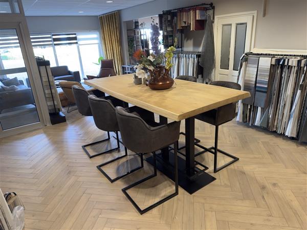 Grote foto sale bartafel eiken 240cm 6 barkrukken compleet huis en inrichting eettafels