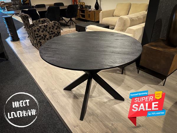 Grote foto sale mango eettafel zwart rond 110 huis en inrichting eettafels