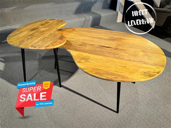 Grote foto sale salontafel set verona smooth naturel mango huis en inrichting eettafels