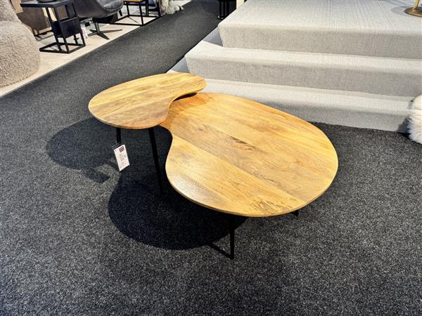 Grote foto sale salontafel set verona smooth naturel mango huis en inrichting eettafels