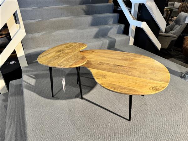 Grote foto sale salontafel set verona smooth naturel mango huis en inrichting eettafels