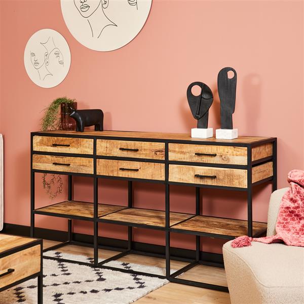 Grote foto dressoir denver 160 cm mangohout en metaal huis en inrichting overige