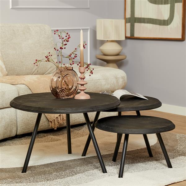 Grote foto salontafel ohio black set van 3 huis en inrichting eettafels
