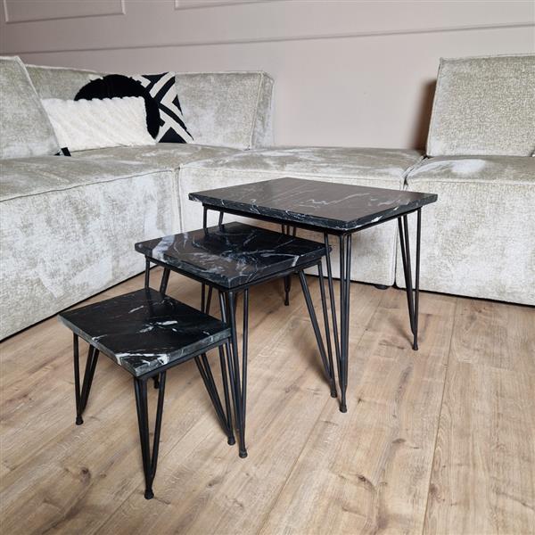 Grote foto salontafel set jala zwart marmer 50 cm huis en inrichting eettafels