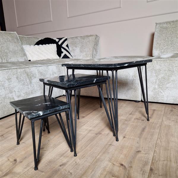 Grote foto salontafel set jala zwart marmer 50 cm huis en inrichting eettafels