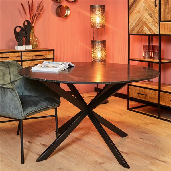 Grote foto eetkamertafel lynn rond zwart marmer 130 cm huis en inrichting eettafels