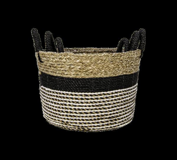 Grote foto mandenset malibu zwart naturel wit raffia zeegras set van 3 doe het zelf en verbouw materialen en producten