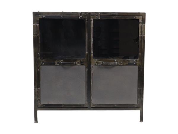 Grote foto vitrinekast brooklyn 90x40x90 grijs metaal glas huis en inrichting overige
