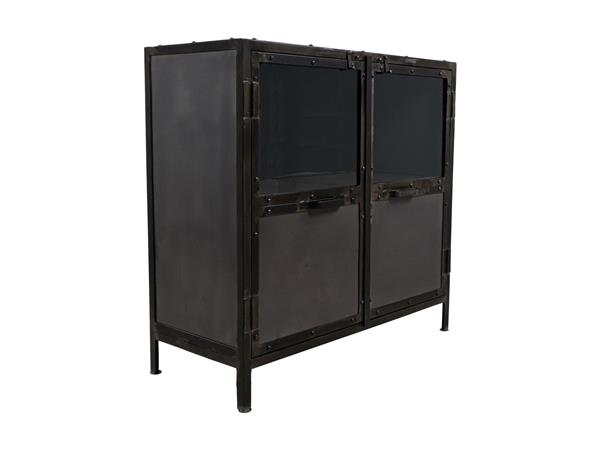 Grote foto vitrinekast brooklyn 90x40x90 grijs metaal glas huis en inrichting overige