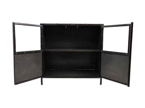 Grote foto vitrinekast brooklyn 90x40x90 grijs metaal glas huis en inrichting overige