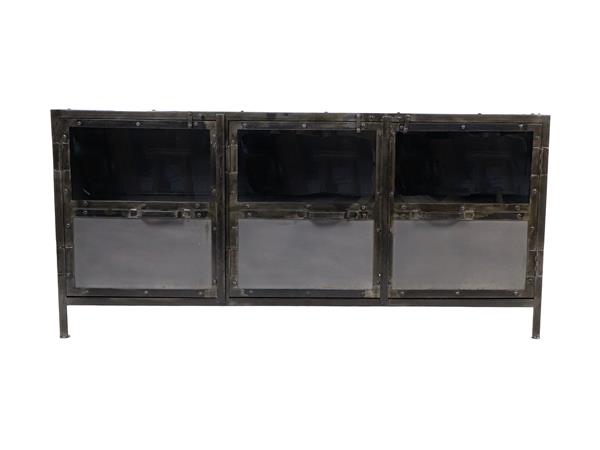 Grote foto dressoir brooklyn 150x40x70 grijs metaal glas huis en inrichting overige