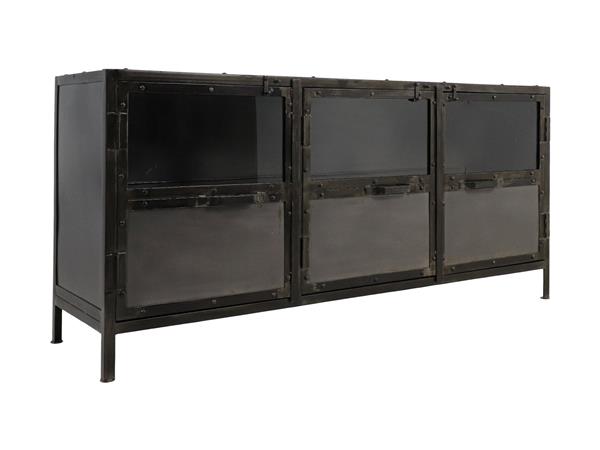 Grote foto dressoir brooklyn 150x40x70 grijs metaal glas huis en inrichting overige