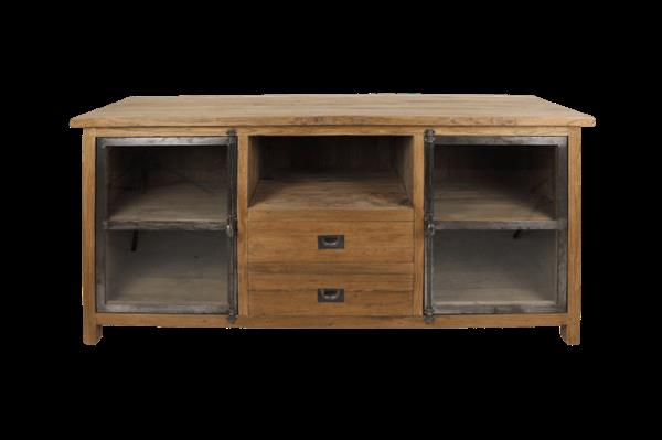 Grote foto tv meubel hunter 160x50x80 naturel zwart teak metaal huis en inrichting overige