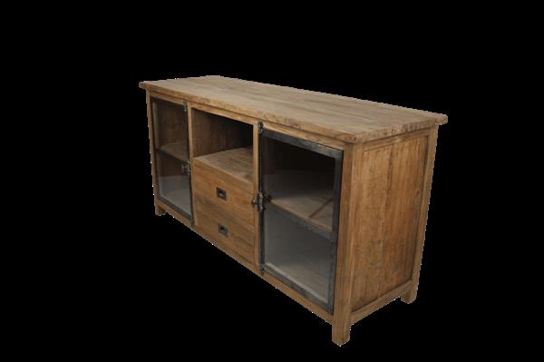 Grote foto tv meubel hunter 160x50x80 naturel zwart teak metaal huis en inrichting overige