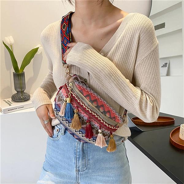 Grote foto fringed tassel waist bag for women fanny pack hip shoulder crossbody handbag sieraden tassen en uiterlijk damestassen