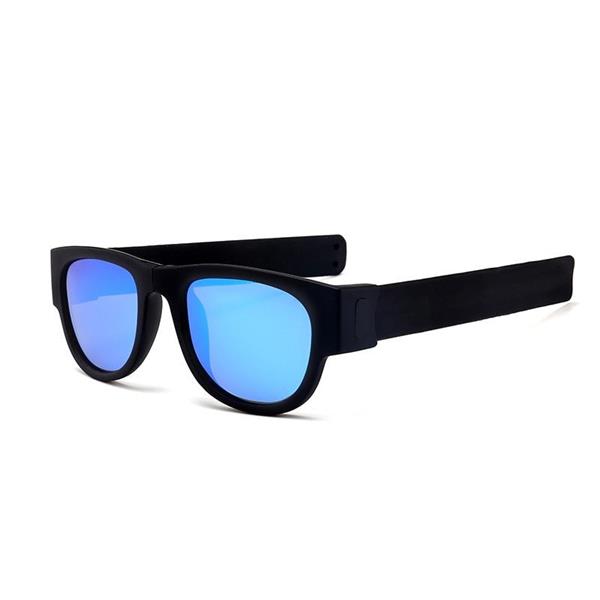Grote foto nieuwigheid opvouwbare zonnebril met opbergdoos gepolariseerde spiegelglazen klap polsband tinten kleding dames sieraden