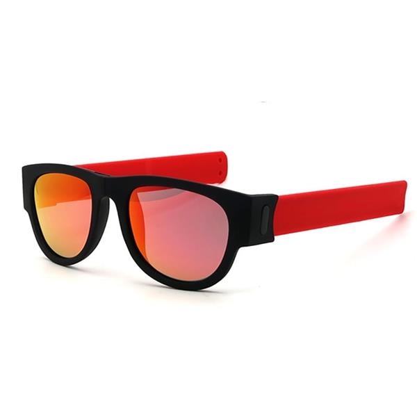 Grote foto nieuwigheid opvouwbare zonnebril met opbergdoos gepolariseerde spiegelglazen klap polsband tinten kleding dames sieraden