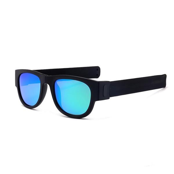 Grote foto nieuwigheid opvouwbare zonnebril met opbergdoos gepolariseerde spiegelglazen klap polsband tinten kleding dames sieraden