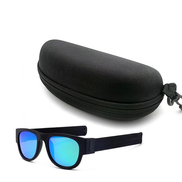 Grote foto nieuwigheid opvouwbare zonnebril met opbergdoos gepolariseerde spiegelglazen klap polsband tinten kleding dames sieraden