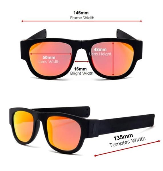Grote foto nieuwigheid opvouwbare zonnebril met opbergdoos gepolariseerde spiegelglazen klap polsband tinten kleding dames sieraden