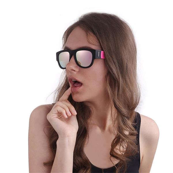 Grote foto nieuwigheid opvouwbare zonnebril met opbergdoos gepolariseerde spiegelglazen klap polsband tinten kleding dames sieraden
