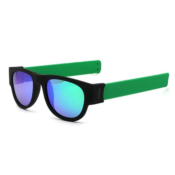 Grote foto nieuwigheid opvouwbare zonnebril met opbergdoos gepolariseerde spiegelglazen klap polsband tinten kleding dames sieraden