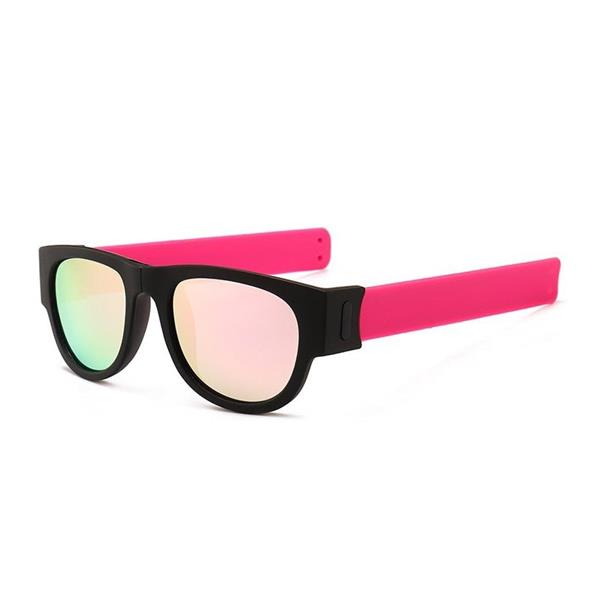 Grote foto nieuwigheid opvouwbare zonnebril met opbergdoos gepolariseerde spiegelglazen klap polsband tinten kleding dames sieraden