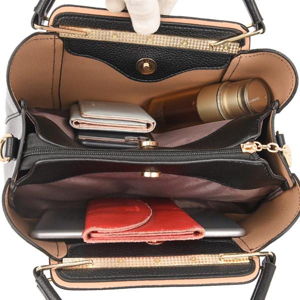 Grote foto zachte lederen handtas voor dames luxe designer 3 laags schoudertas sieraden tassen en uiterlijk damestassen