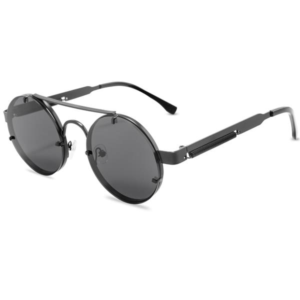 Grote foto classic gothic steampunk sunglasses unisex retro round metal frame glasses uv400 kleding dames sieraden