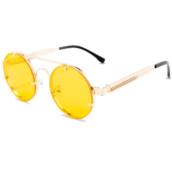 Grote foto classic gothic steampunk sunglasses unisex retro round metal frame glasses uv400 kleding dames sieraden