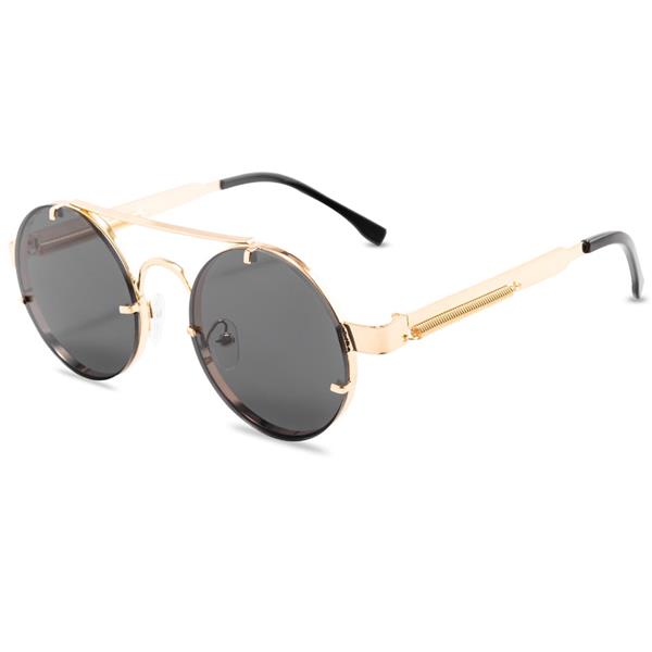 Grote foto classic gothic steampunk sunglasses unisex retro round metal frame glasses uv400 kleding dames sieraden