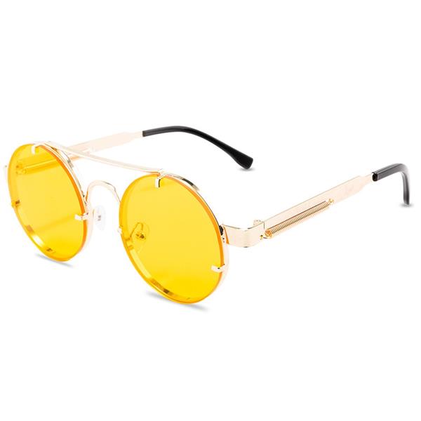 Grote foto classic gothic steampunk sunglasses unisex retro round metal frame glasses uv400 kleding dames sieraden