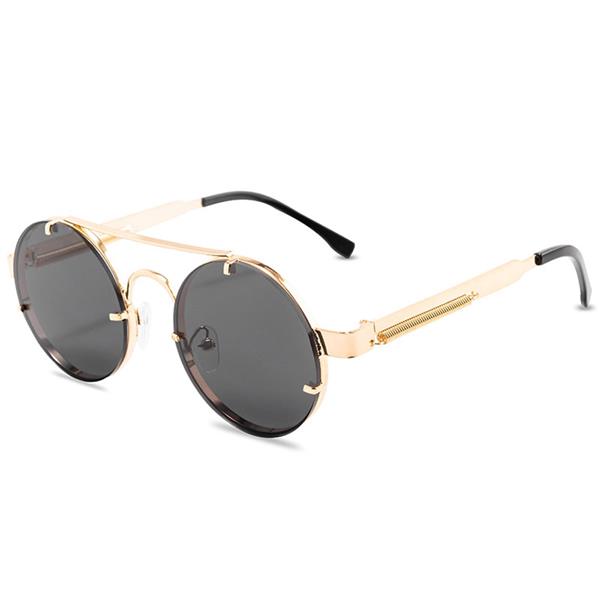 Grote foto classic gothic steampunk sunglasses unisex retro round metal frame glasses uv400 kleding dames sieraden