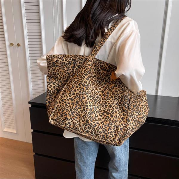 Grote foto leopard pattern tote bag for women vintage canvas large capacity shoulder handbag sieraden tassen en uiterlijk damestassen