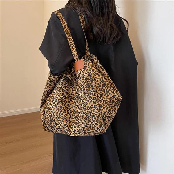 Grote foto leopard pattern tote bag for women vintage canvas large capacity shoulder handbag sieraden tassen en uiterlijk damestassen