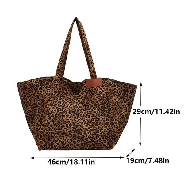 Grote foto leopard pattern tote bag for women vintage canvas large capacity shoulder handbag sieraden tassen en uiterlijk damestassen