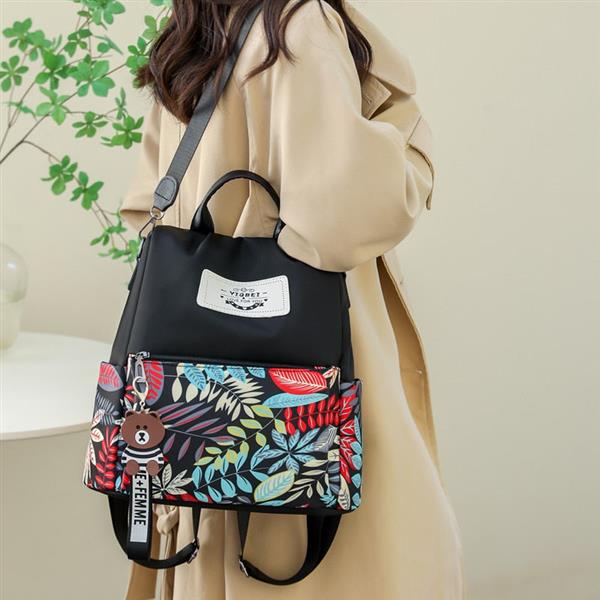 Grote foto plant print backpack for women colorful nylon student bag sieraden tassen en uiterlijk rugtassen