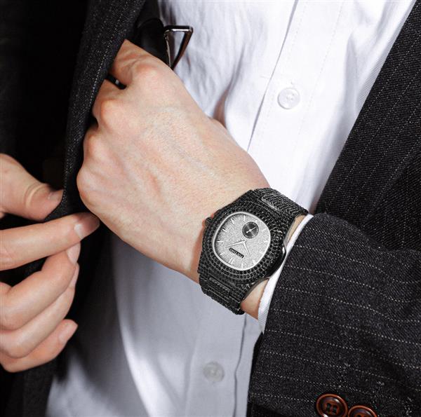 Grote foto full diamond luxury watch for men stainless steel quartz wristwatch with storage box kleding dames horloges