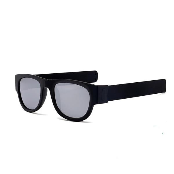 Grote foto nieuwigheid opvouwbare zonnebril met opbergdoos gepolariseerde spiegelglazen klap polsband tinten kleding dames sieraden