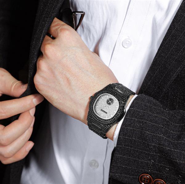 Grote foto full diamond luxury watch for men stainless steel quartz wristwatch with storage box kleding dames horloges