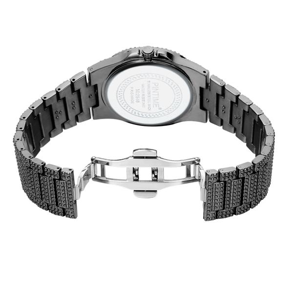 Grote foto full diamond luxury watch for men stainless steel quartz wristwatch with storage box kleding dames horloges