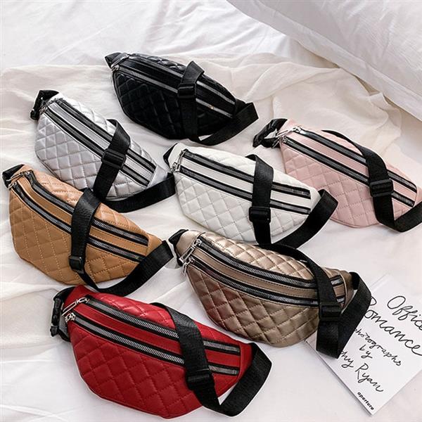 Grote foto plaid waist bag for women pu leather crossbody shoulder fanny pack hip purse sieraden tassen en uiterlijk damestassen