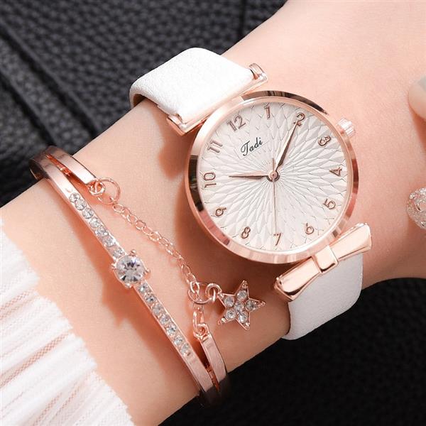 Grote foto luxe horloge met armband voor dames quartz horloge met magnetische leren band kleding dames horloges