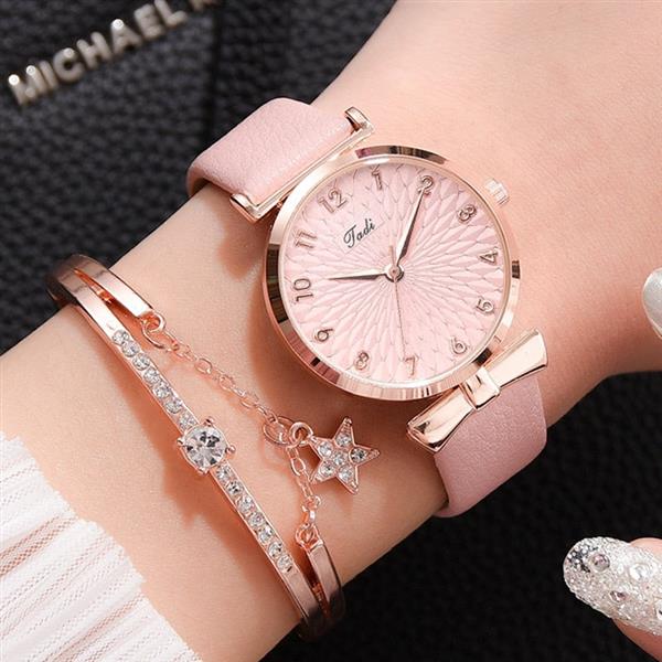 Grote foto luxe horloge met armband voor dames quartz horloge met magnetische leren band kleding dames horloges
