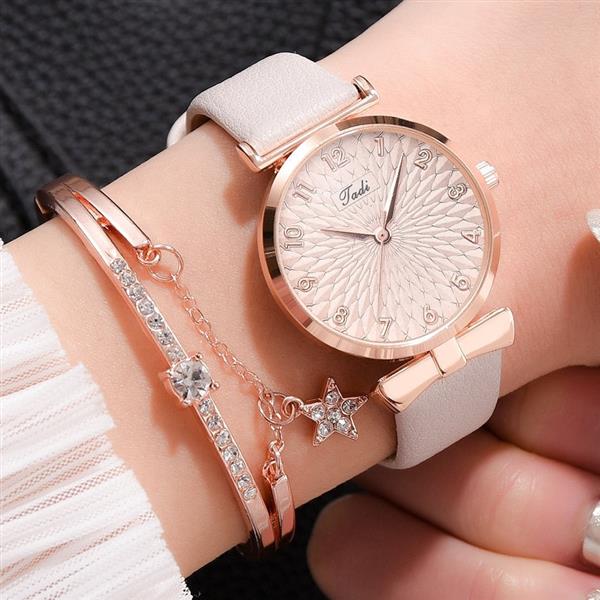 Grote foto luxe horloge met armband voor dames quartz horloge met magnetische leren band kleding dames horloges