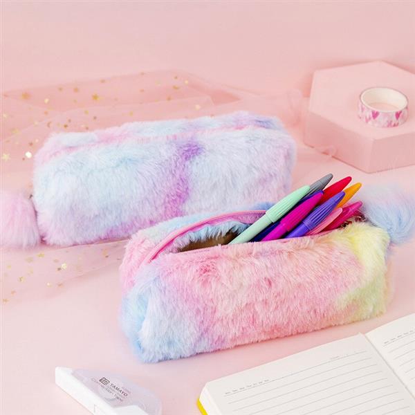 Grote foto creatief etui met regenbooggradi ntkleur etui voor schoolpennenhouder voor meisjesstudenten verzamelen overige verzamelingen